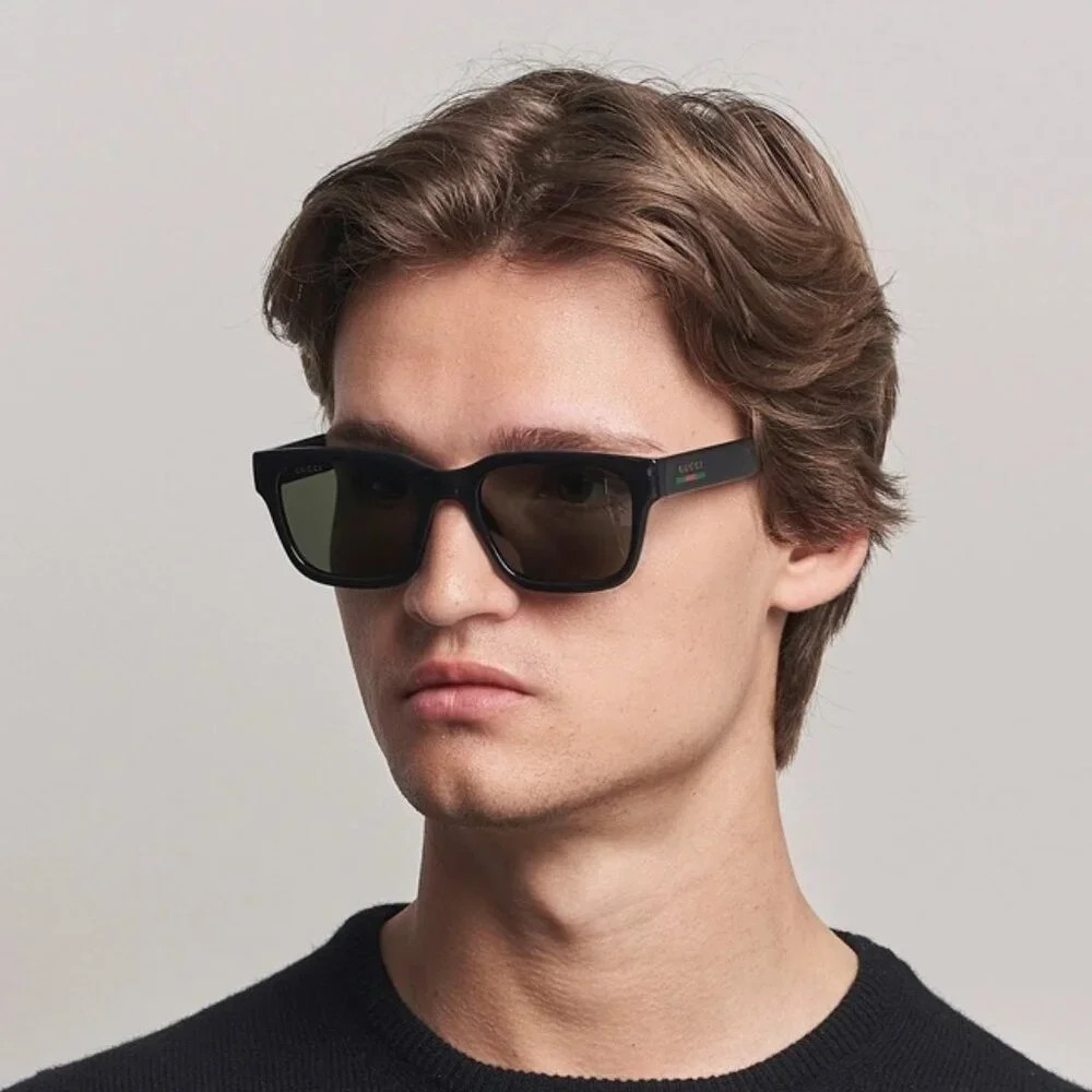 Gucci Men Sunglasses Black Grey Polarized Square GG1857S 005 NEW AUTHENTIC